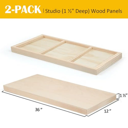 Falling in Art 2 Pack 12x36'' Unfinished Birch Wood Panels for Painting - size: 12*36 2 Pack