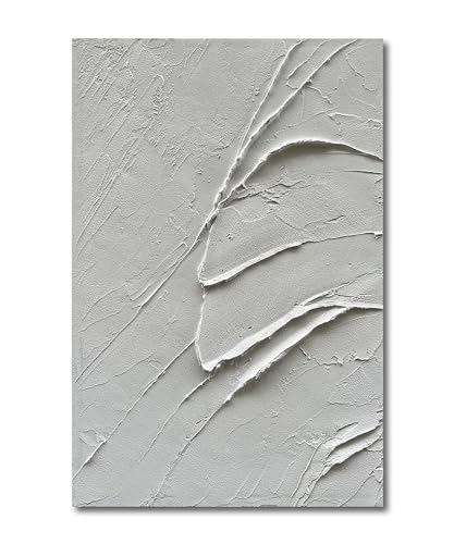 Art Hand-Painted Thick Texture White Minimalist Oil Painting 45x30 inch Home Wall Decorative Art - color: Dn163