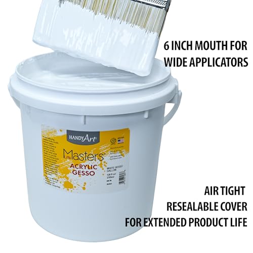 Handy Art Little Masters White Gesso, 1 Gallon (128 oz) Bulk, Acrylic Primer for Canvas, Wood & More, Made in USA, AP Non-Toxic, Allergy Friendly, Prepares Surfaces for Painting - size: 128 Fl Oz (Pack of 1)