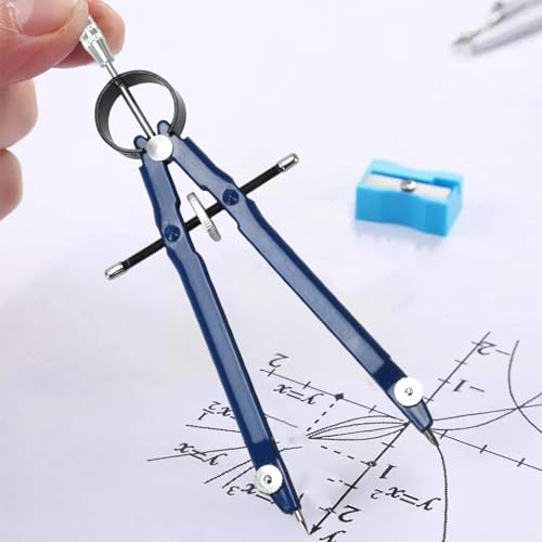 Compass for Geometry, Metal Compass with Extra Refills Compass Drawing Tool for Students Drafting Compass Back to School Supplies (Blue 1pc)