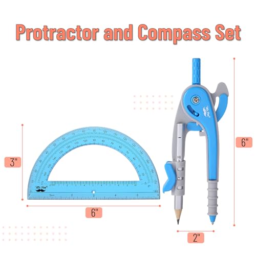 Mr. Pen- Geometry Compass and Protractor Set, 6 Inch Compass - color: Blue, size: 1 Set