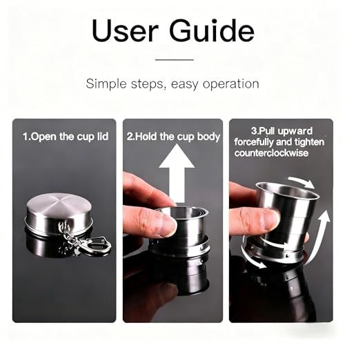 304 Stainless Steel Collapsible Paint Brush Washer- Portable Watercolor Water Cup with Keychain, Solvent Safe Metal Foldable Painting Cup for Travel, Plein Air, Oil & Acrylic Art Supplies (2)