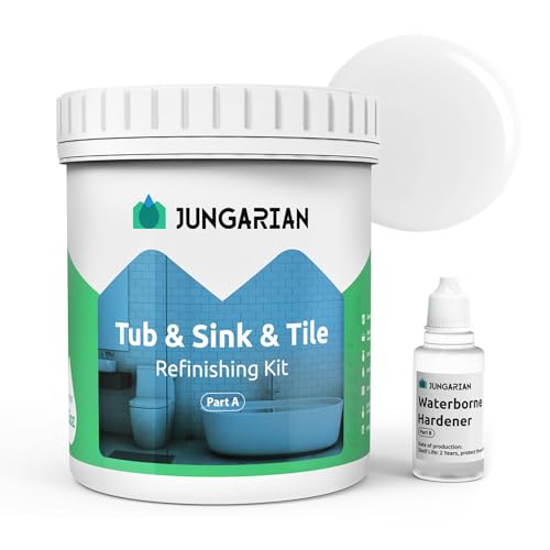 Tub and Tile Refinishing Kit 35oz, Low Odor Countertop Paint, Shower Sink Paint for Bathroom Kitchen, 50-55sq.ft Semi-Gloss White - color: White, style: 35oz, Without Tools
