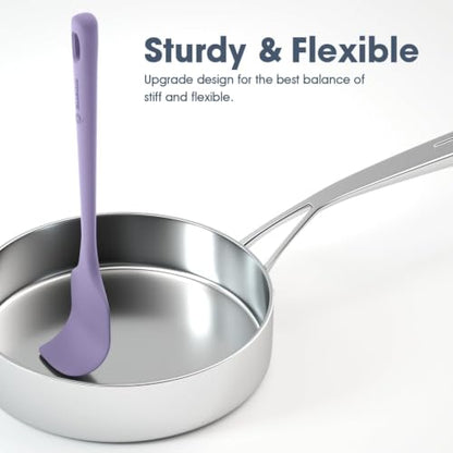 ChefAide 5 Pieces Silicone Spatula Set, Food Grade Rubber Spatula, Upgrade Strong Handle with Ergonomic Grip, Heat Resistant Up to 600°F for Nonstick Cookware, Cooking - color: Light Purple, size: 5 pieces