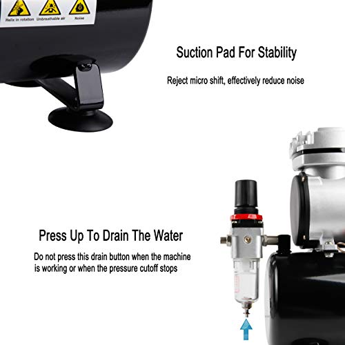 Timbertech Airbrush Kit With Compressor AS-186K With Airbrush Gun, Air Hose, Cleaning brush & Paints for hobby, graphic and so on