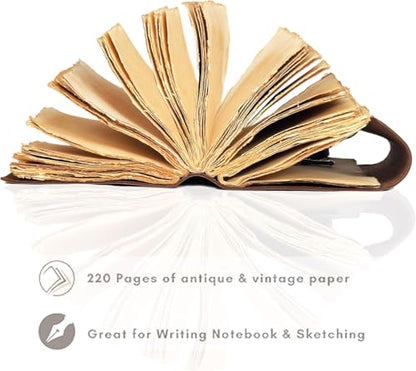 cuero C Compass Vintage Leather Journal - Antique Handmade Leather Bound journal with deckle edge paper Diary - Leather Sketchbook - Drawing Journal Notebook - Great Gift Men And Women (5X7 Inch) - size: 5X7 Inch