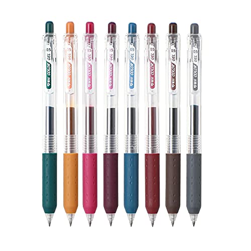 AIHAO Retractable Gel Pens, 8 Pack Vintage Colors Fine Point 0.5mm for Smooth Writing, Planner, Journaling, Note Taking for School Office & Home - size: 1 Count (Pack of 8)