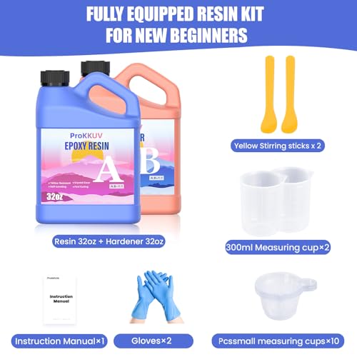 Epoxy Resin 64OZ,Crystal Clear Resin Epoxy,Bubble-Free,Mix 1:1 | Anti-Yellowing,Self Leveling Coating Casting Resin for Molds,Crafts,Jewelry,DIY Gifts - color: 64 OZ