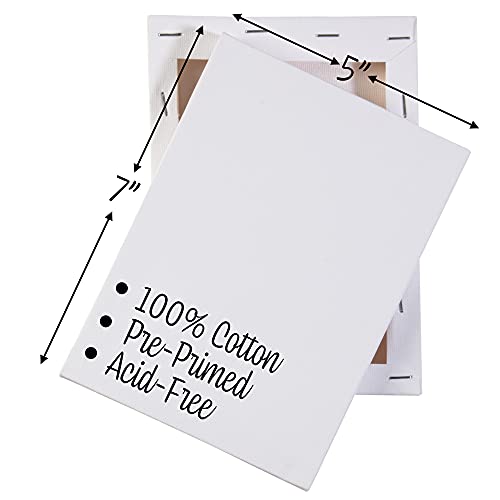 iDIY Stretched Canvas Board 5 x 7 (Set of 12) 5/8" - Classic White Blank, Pre Primed for Oils or Acrylics, 100% Cotton, Acid Free - Professional Grade for Painting or Art Project, Craft, Mixed Media - size: 5 x 7 inches (set of 12)