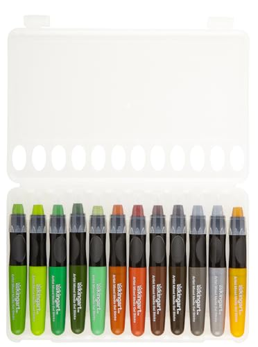 KINGART GS045-1 Metallic Mixed Media Gel Stick Crayon, Dark Green | 1-Piece Artist Crayon: Brush on water for watercolor effects; odorless and non-toxic - color: Metallic Dark Green