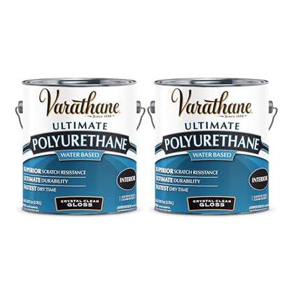 Varathane Ultimate Gloss Clear Polyurethane | Water-Based, Interior Wood, Crystal Clear Protection, Scratch & Stain Resistance, Durable Finish, Gallon - color: Gloss, size: 4 Quart (Pack of 2)