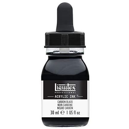 Liquitex Professional Acrylic Ink, 1-oz Jar, Carbon Black | Ultra Fluid Acrylic, Highly Pigmented, Dye-Free, Non-Fading, Satin Finish, Permanent When Dry, Lightfast - color: Carbon Black, style: 1-oz Jar