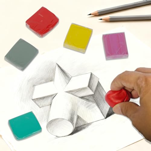 Kneaded Eraser， Kneaded Erasers for Artists，Art Eraser，for Sketching, Painting, Sketches, and Drawings, Brighten (Red, 1.44 x 1.36 x 0.31 inch)