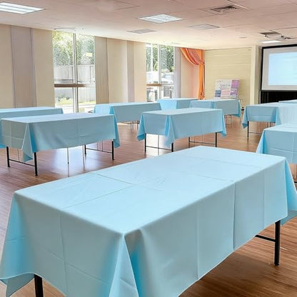 Light Blue Tablecloth - 3 Pack 54" × 108" Rectangle Disposable Light Blue Plastic Table Cloth, Waterproof Table Cover for Party, Holiday & Gathering Use - color: Light Blue