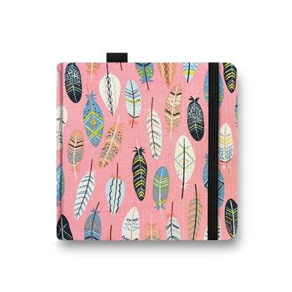 5x5 Watercolor Sketchbook,Mixed Media Pad,Travel Portable Drawing Journal | 140LB/300gsm 20Sheets/40Pages Watercolor Paper,Cold Press,Cloth Fabric Hardcover,Sewing Binding,Lay-Flat.Pink Feather - color: 300gsm-Pink Feather