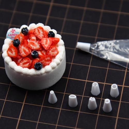 6Pcs Mini Cake Decorating Tips with 8 Piping Bags Dollhouse Cake Decor Modeling Tool Mini Pastry Tips for Mini Polymer Clay Dollhouse Cake Crafts for DIY Mini Dollhouse Cake Decoration Display Decor
