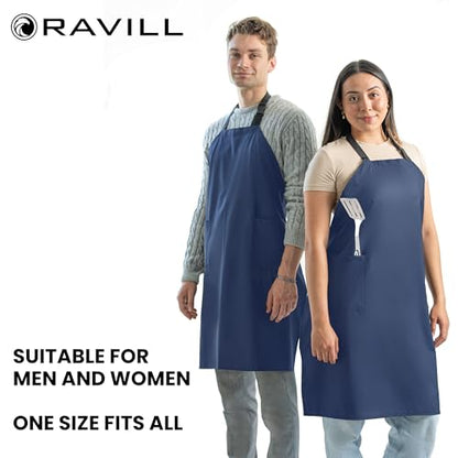 Waterproof Aprons For Men and Women with Pockets | 35" Long Work Aprons for Dishwashing, Dog Grooming, Cleaning - Plastic Dishwasher Apron - Water Resistant Kitchen Apron - color: Blue