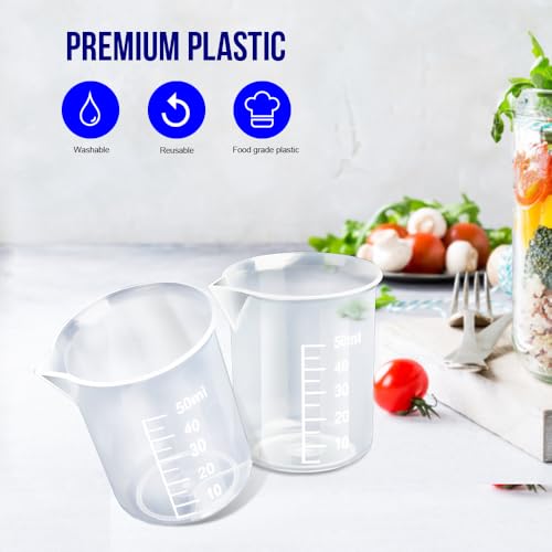 LEOBRO 50ml/1.7oz Epoxy Mixing Cups, 38PCS Graduated Epoxy Resin Cups, Pouring Cup, Plastic Beakers Measuring Cup for Resin, Epoxy, Paint