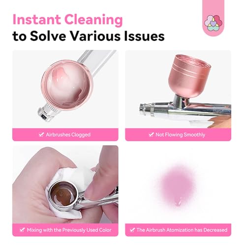 SAVILAND Airbrush Cleaner Solution 8.12 fl. oz: Low-Odor, Quick Clean for Water-Based Acrylic Paint, Gel Nail Polish & Watercolor, Prevent Clogging, Salon & Home Use - color: Grey-Pro