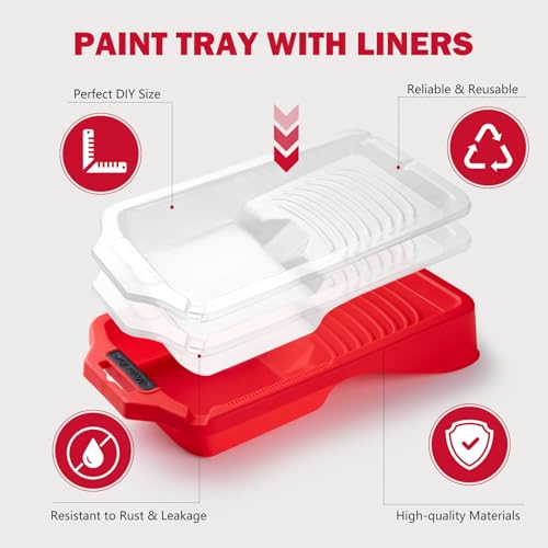 Mister Rui 4 Inch Paint Tray Set with 5 Liners, 6 Pack | Sturdy Plastic Paint Tray with Disposable Liners for Quick Cleanup. Ideal for Trim, Touch-Ups and Small Craft Projects - size: 4 Inch, 6 Pack