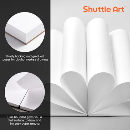 Shuttle Art Marker Pad,11.69”x8.27” Portable A4 Sketchbook, 60 Sheets Drawing Paper, 98LB/160GSM Smooth Surface Bleedproof Art Paper, Glue-Bound, Great for Beginners to Draw, Paint & Sketch - size: 11.69x8.27 inch