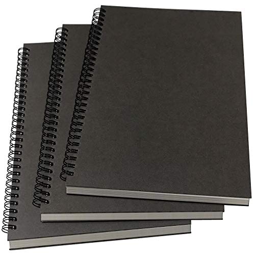 YUREE B5 Spiral Notebook/Spiral Journal Unruled, 100gsm Thick Blank Paper & Hard Kraft Cover, 65 Sheets (130 Pages), 3-Pack, 10.5" x 7.2", Gray - color: Gray