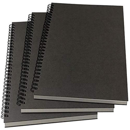 YUREE B5 Spiral Notebook/Spiral Journal Unruled, 100gsm Thick Blank Paper & Hard Kraft Cover, 65 Sheets (130 Pages), 3-Pack, 10.5" x 7.2", Gray - color: Gray
