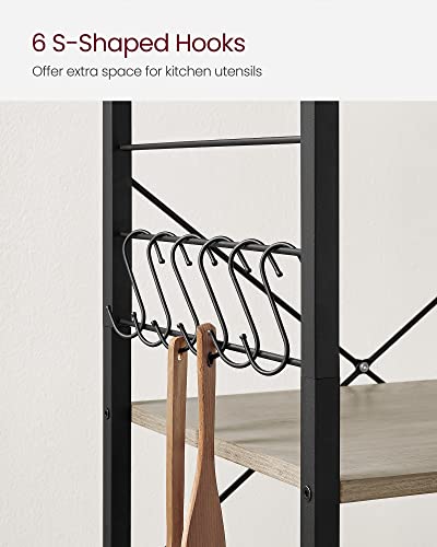 VASAGLE Kitchen Shelf on Wheels, 23.6 Inches Serving Cart with 3 Shelves - color: Heather Greige + Ink Black, size: 23.6"W x 35"H, style: Shelf