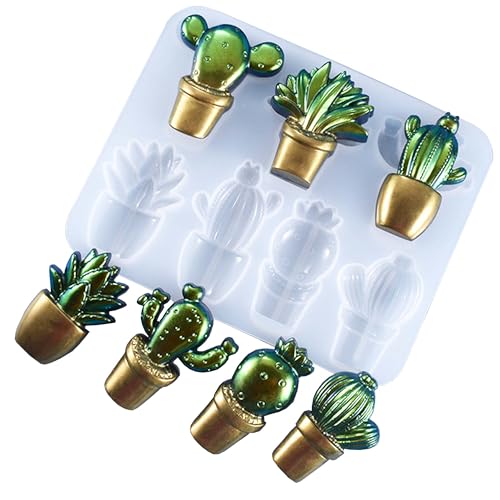 Cactus Silicone Mold - Plant Refrigerator Mould Keychain Epoxy Molds for Home Decorative Handmade Clay Cactus Flower DIY Decorative Ornaments Art Craft - color: Style A