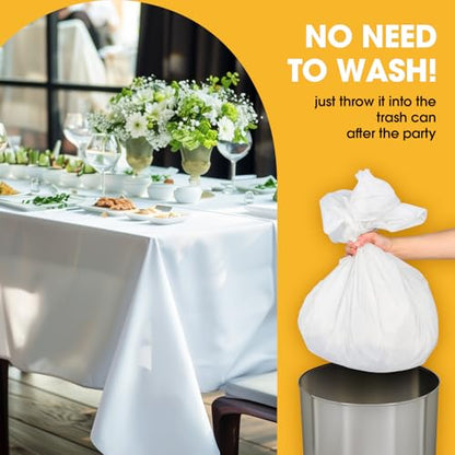 Niuara White Plastic Table Cloth Disposable, 8 Pack, 54 x 108 in | Rectangle, 6 ft Tables, Party Holiday Gathering - color: White, size: 54" x 108" - 8 Packs