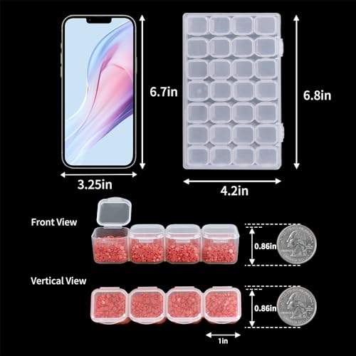 SGHUO 168 Slots 6pcs 28 Grids Diamond Painting Boxes Plastic Organizer, Bead Organizer (Pack of 2) - size: 6pcs (Pack of 2)