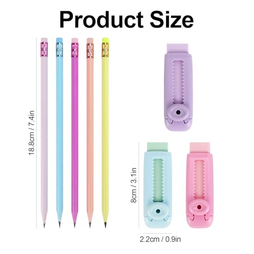 Buqoo 50 PCS Cute Wooden Lead Pencil Pro Art and Sketching Pencil Kit | Comes with 3 Push-Pull Refillable Erasers, Drawing Supplies, Charcoal Pencils, Charcoal Pencils for Drawing - color: Pink