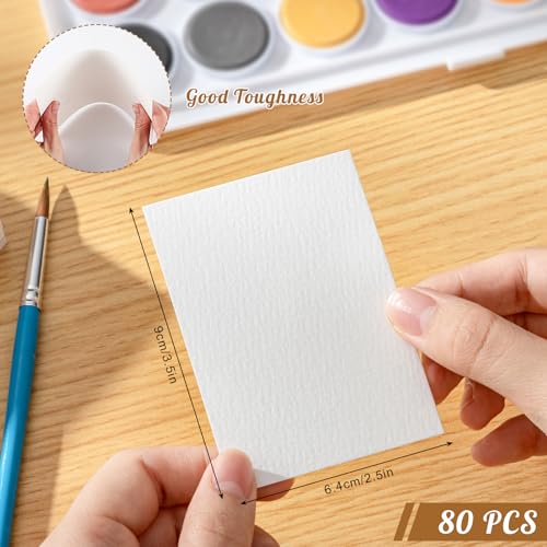 80 Sheets Watercolor Paper, 2.5 x 3.5 in, 110 Lb/230 GSM, Cold Press - size: 2.5 x 3.5Inch