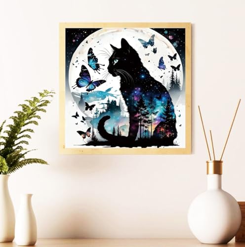 CRZMODE Cat Diamond Art Kits for Adults,Cat Diamond Painting Kits for Adults Beginners,5D DIY Round Full Drill Gem Art Paint by Diamonds Dots Crafts Kits for Home Decor Gift 14x14inch - color: Cat01(14X14")