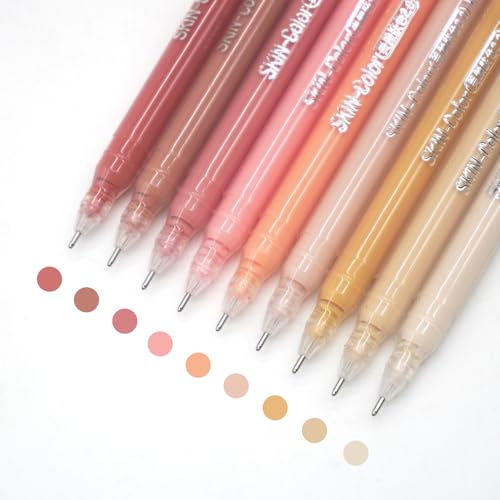 Gel Pens with 0.6mm Fine Point, 9 Colors Acrylic Drawing Gel Pen - color: Colorful Skin