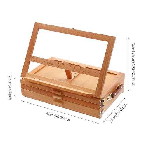 Tabletop Art Easel with 3 Storage Drawers, Adjustable 0-60° Angle Drawing Easel for Artists, Beech Wood Art Easel for Kids Adults, Foldable Storage Box Easel