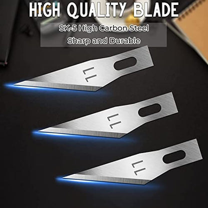 JETMORE 60 Pack Exacto Knife Blades 11, Craft Knife Blades Replacement Set | Hobby knife blades suit art, carving and scrapbooking, Exacto blades refills cut paper, stencils and models with control - size: 60 Pack