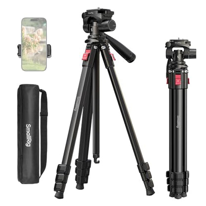 SmallRig Aluminum Camera Tripod Stand AP-30, 67.7" Travel Tripod with Phone Clip & Carry Bag, Portable Tripods with Quick-Flip Lock Legs, for Live Streaming and Vlogging, Max Load 11lb - style: AP-30