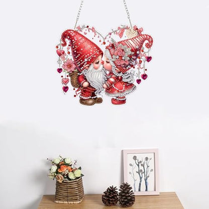 LILEIDECO DIY Valentine’s Day Diamond Art Painting Kits Special Shape Rhinestone Window Pendants Hanging Home Garden Wall Double-Sided Pattern (Single Side Point Drill)- Love Gnomes - color: BL36
