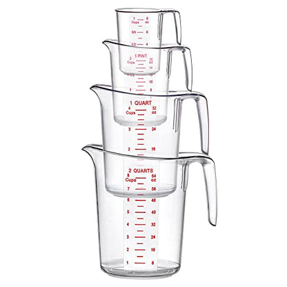 Melissa - Plastic Measuring Cups (4-Piece Set), Food-Grade Measuring Jugs, 1/2/4/8-Cup Capacity, Unbreakable, Stackable, Dishwasher-Safe, Great for Oil, Vinegar, Flour, and More - style: 4-Piece Set (1/2/4/8-Cup)