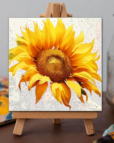 Blissroot Framed Paint by Numbers Kit for Adults Beginner &Kids Ages 8-12, 10x10inch Sunflower Paint by Numbers with Frame,Small Sunflowers Paint by Number Framed Canvas (Without Easel) - color: BR007F, size: 10"x10"