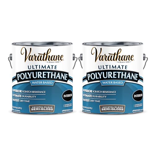 Varathane Ultimate Semi-Gloss Clear Polyurethane | Water-Based, Crystal Clear Protection, Scratch & Stain Resistance, Interior Wood Surfaces, Durable Finish, Gallon - color: Semi-Gloss, size: 4 Quart (Pack of 2)