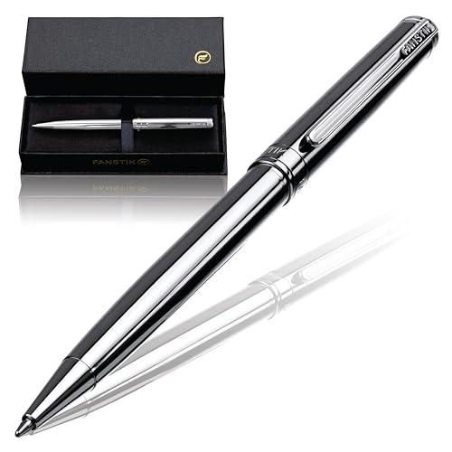 FANSTIK Customized Silver Luxury ballpoint pen, fancy gift set for women, Chrome Finish, Professional executive pen gift set for men (Lux Custom-BallPoint Silver) - color: B Cust-BallPoint Silver