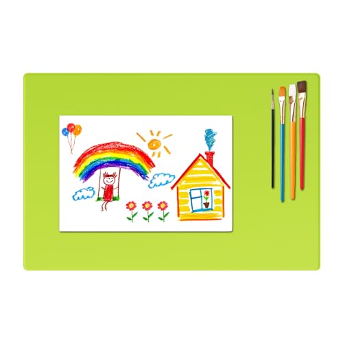 Silicone Painting Mat, Paint Mat for Kids, Siliocne Sheet for Crafts, Resin, Clay, Non Stick Art Pad with Raised Edge, Painting Supplies (Green, 23.6"×15.7") - color: Green