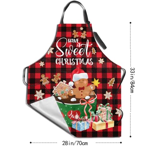 Giwawa Unisex Adult Apron Waterproof Stain Resistant Kitchen Cooking Apron with 2 Pockets for BBQ Grill Painting - color: Sweet Gingerbread
