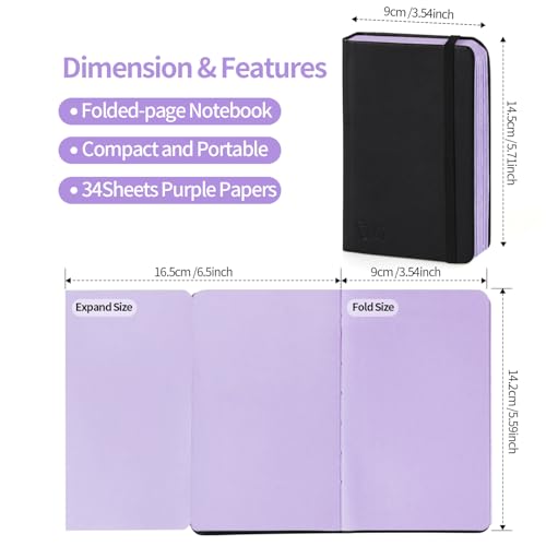 3.5x5.7 Mixed Media Sketch Pad,Folded Colored Paper Sketchbook for Drawing - color: Folded Booklet-Purple