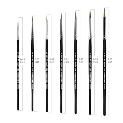 XDT#725 Fine Detail Brushes 7pcs Set, Detail Paint Brushes for Acrylic, Oil, Watercolor, Miniature Art, Body, Face, Craft Painting - size: 7Pcs #00000/#000/#00/#0/#1/#2/#3