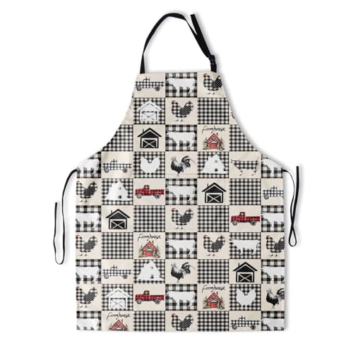 Imiss Waterproof Stain-Resistant Cooking Chef Aprons for Grill BBQ Baking 27 X 31 Inch - color: Farmhouse Rooster
