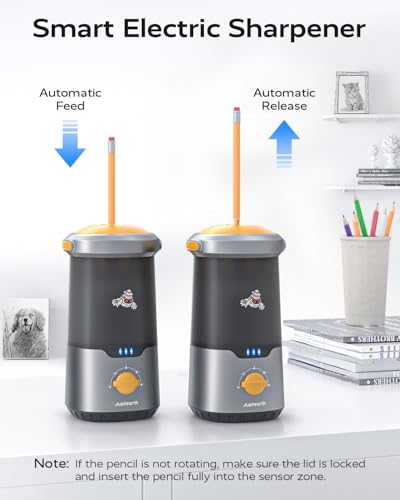 JUPITEARTH Electric Pencil Sharpener for Classroom, Auto in & Out, Black - color: Black