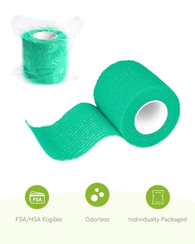 FriCARE Self Adhesive Bandage Wrap, Medical Tape in First Aid Kit | Elastic Cohesive Bandages for Sports/Vet/Wrist Ankle Wounds, 2 Inches X 5 Yards, Latex-free 6 Rolls, Quartz Glow - color: Quartz Glow
